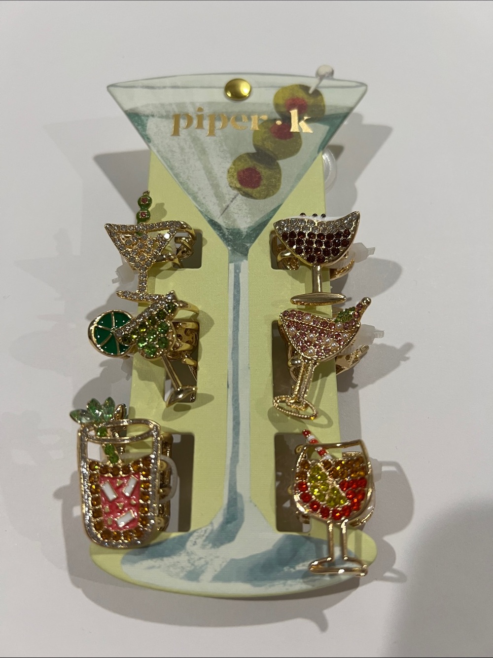 🍸🍹Piper K Martini Cosmo Margarita Cocktail Drinks Espresso Mini Hair Clips Set 6